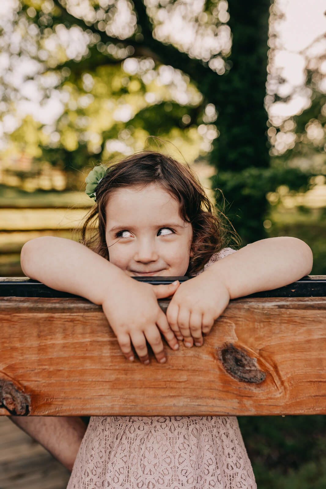 Child with funny candid expression looking off