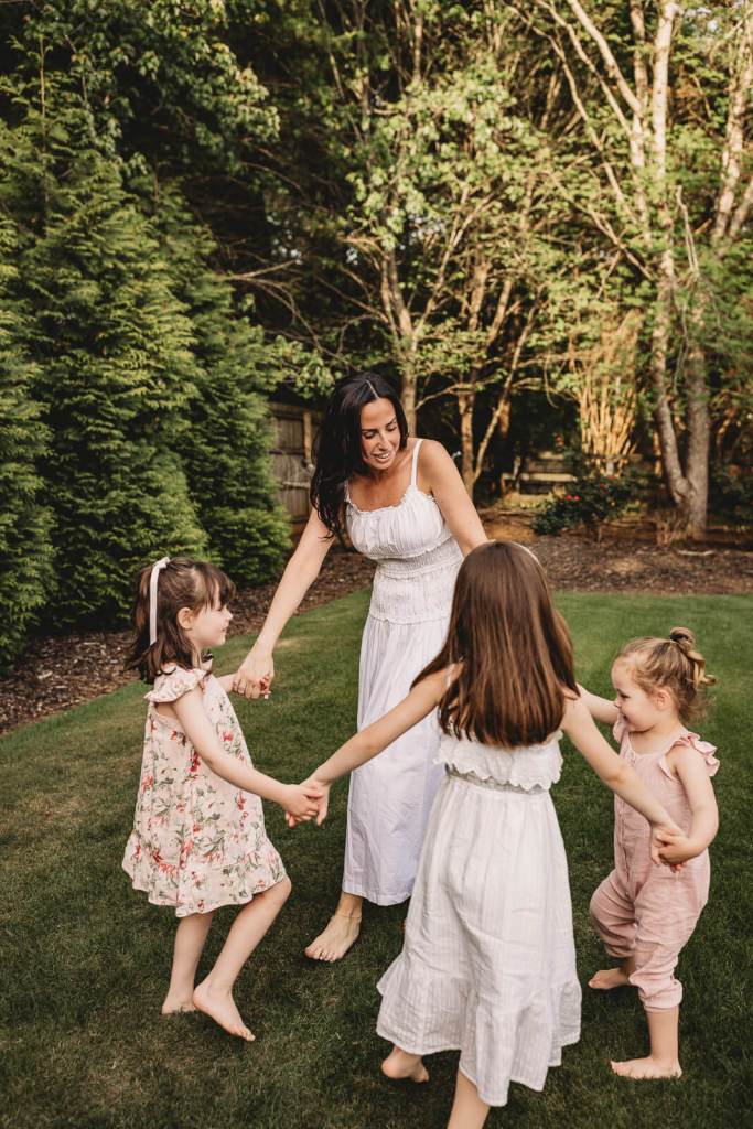 Mother playing with her children photographed by Milton Family Photographer