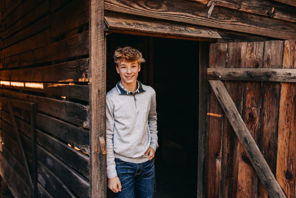 Senior smiling at photo session in Marietta GA