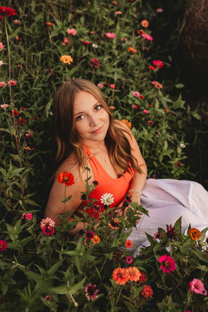 Atlanta senior photos in flower field