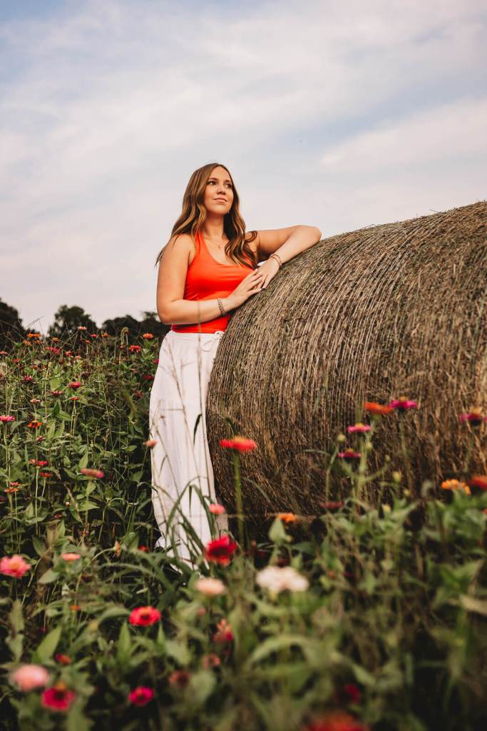 Summer senior session in Marietta flower farm
